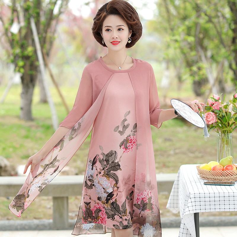 #IF305 VÁY LỤA TAY LỬNG CHO NGƯỜI TRUNG NIÊN, VÁY ĐI CHƠI ĐI TIỆC SANG TRỌNG QUÝ PHÁI, SALE SẬP SÀN SIÊU RẺ HOT NHẤT 202