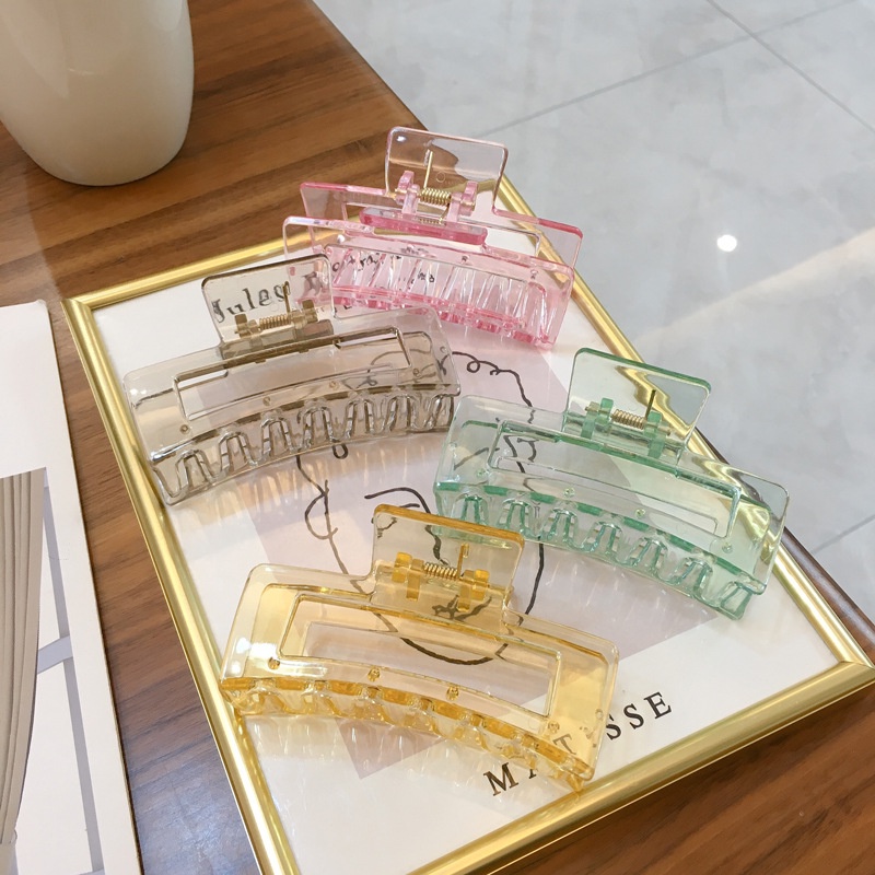 Kẹp tóc càng cua trong suốt Hàn Quốc nữ đẹp hottrend 2023 cỡ size lớn iLita cặp búi tóc dễ thương cào 10 răng, 14 răng