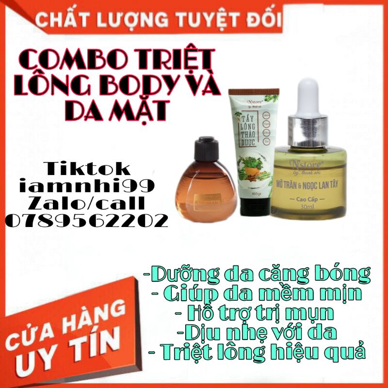 [CHÍNH HÃNG] Combo 1 Kem Tẩy Lông, 1Mỡ Trăn Nguyên Chất và 1 Serum Mỡ Trăn Ngọc Lan Tây