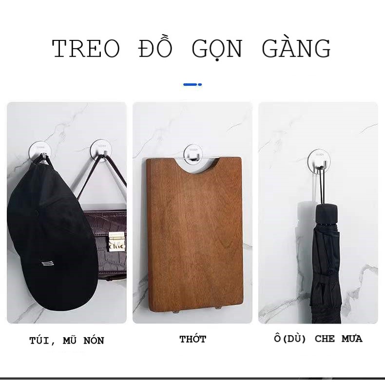 Móc treo khăn, quần áo, đồ dùng đa năng inox 304 cao cấp, dán tường không cần khoan tặng kèm keo dán