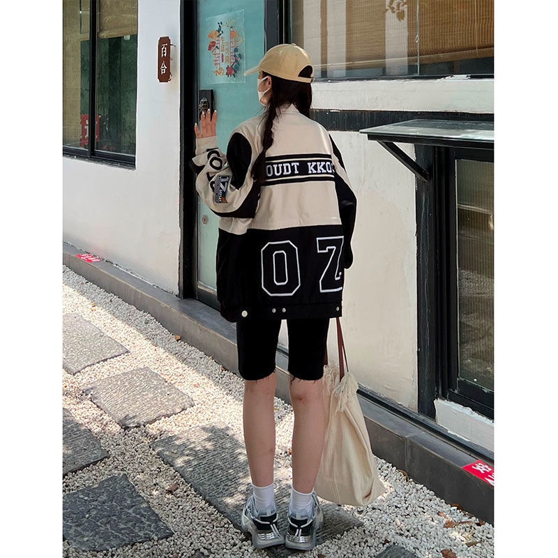 Lztz Áo Khoác Bóng Chày Phong Cách Retro Mỹ Cho Nữ