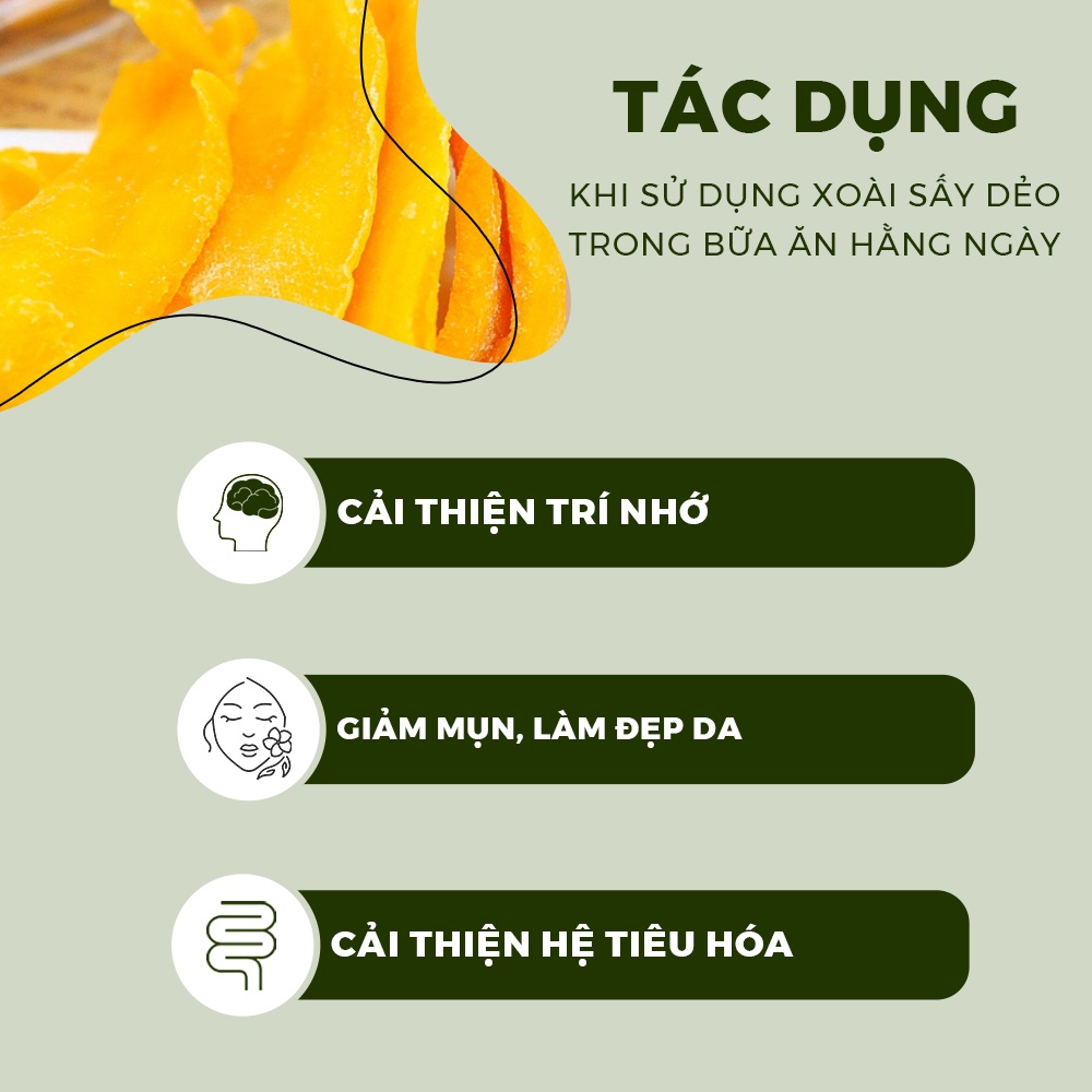 Xoài sấy dẻo 50g trái cây sấy dẻo Nông Lâm Food,đồ ăn vặt trái cây không béo,phù hợp ăn kiêng,eatclean giảm cân