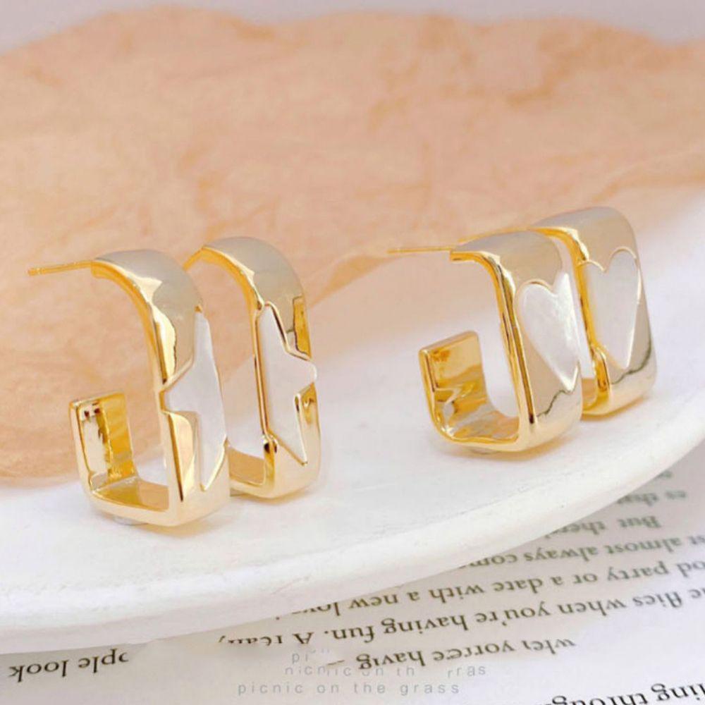 JARRED Bông Tai Kim Loại Hình Chữ C Sang Trọng Cho Nữ