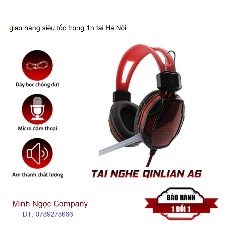 Tai Nghe Chụp Tai Chuyên Chơi Game Qinlian A6 jack 3.5 Có Micro, Dây Chống Đứt, Dùng Được Cho Máy Tính Và Điện Thoại