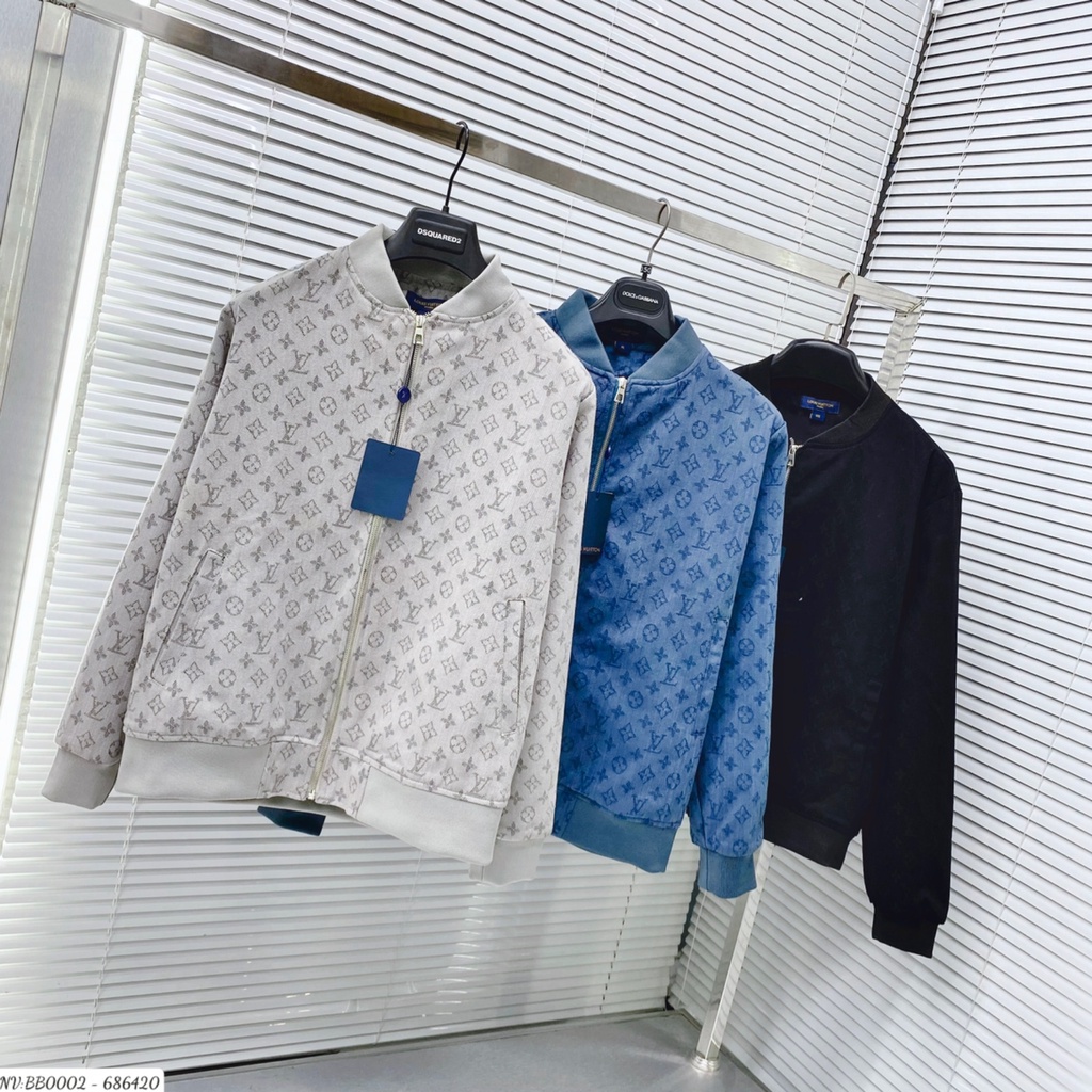 Áo Bomber Nam Dập Vân Hoa LV Cực Xịn - Áo Khoác LV Nam Hoạ Tiết Monogram Siêu Chất