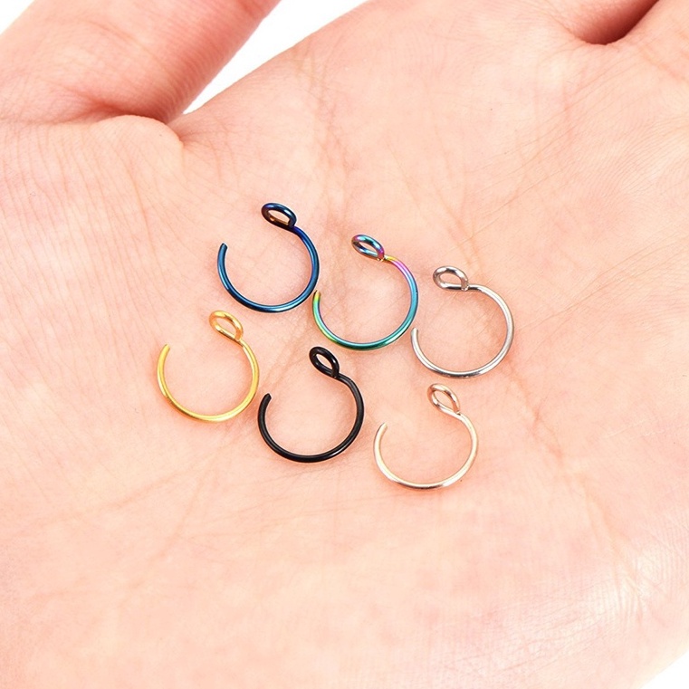 Khuyên Mũi Kẹp Nostril Cánh Mũi Khuyên Môi Không Cần Xỏ Lỗ Thép Titan Không Gỉ