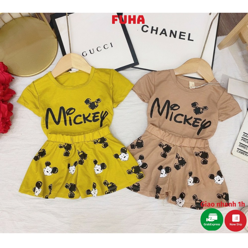 Set bộ cotton xinh xắn, bộ Fuha thời trang bé gái cotton hình mickey