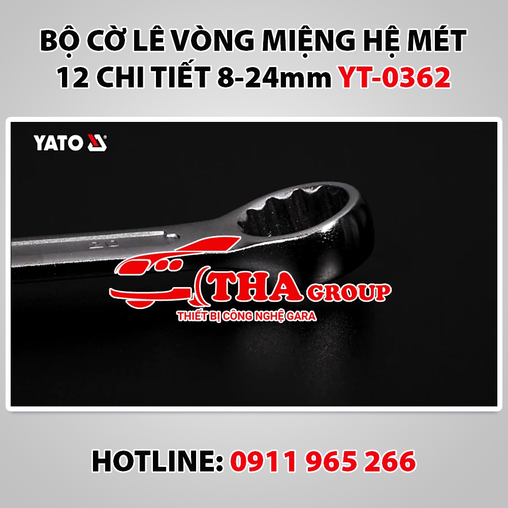 Bộ cờ lê vòng miệng hệ mét 12 chi tiết 8-24mm Yato YT-0362