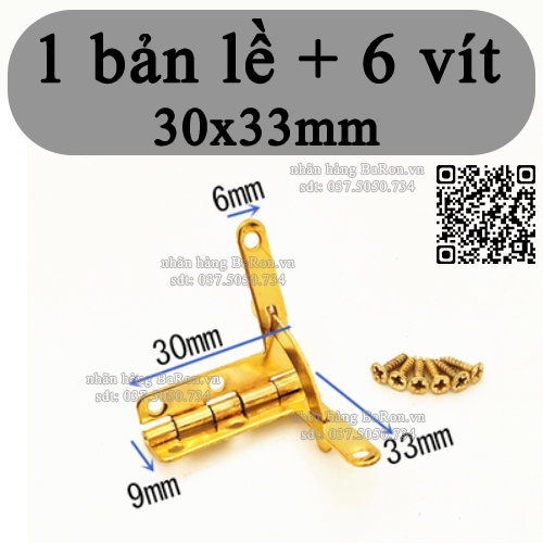 BẢN LỀ góc làm hộp trang sức, hộp đựng đồ kích thước 30x33mm