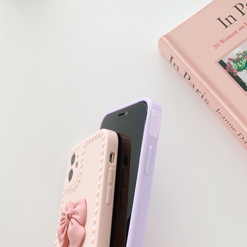 Ốp điện thoại mềm hình nơ dễ thương cho Iphone 12 11 Pro Max Mini 7 8 Plus Xr X Xs Max siêu xinh, bảo vệ máy