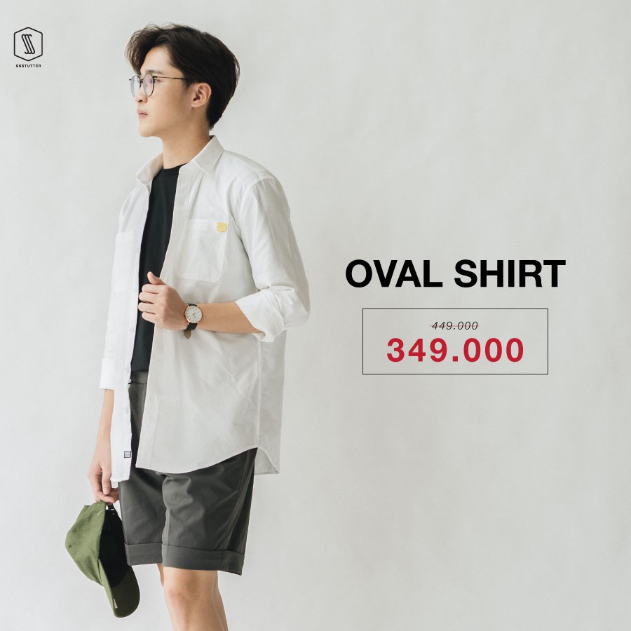 Áo sơ mi nam dài tay thiết kế cổ đức 2 túi ngực SSSTUTTER vải Cotton cao cấp thấm hút mồ hôi 5 màu Oval Shirt | BigBuy360 - bigbuy360.vn