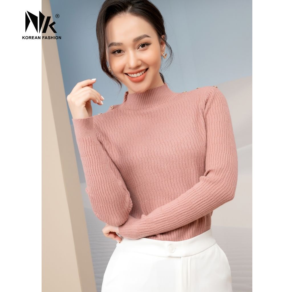 Áo Len Nữ Dài Tay NK Fashion Thiết Kế Cổ Cao Dáng Ôm, Chất Liệu Len Tăm Mềm Mịn Chống Xù NKFAL2109014