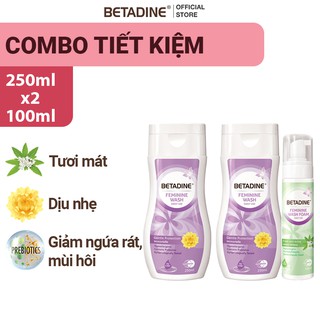 Bộ 2 dung dịch vệ sinh Betadine Tím 250ml/chai + 1 Bọt vệ sinh Betadine Xanh 100ml/chai
