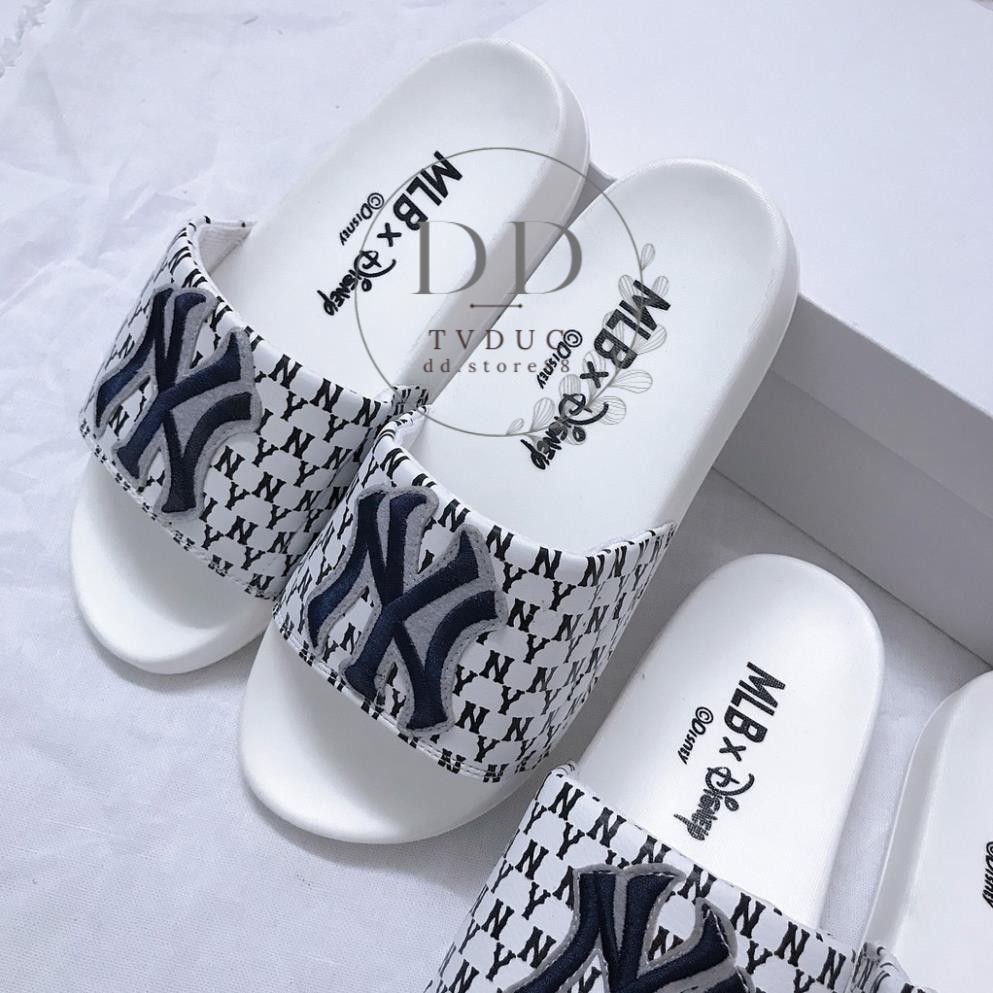 Dép M.L.B Unisex NY Chữ Thêu Sắc Nét,Quai Ngang Dày Dặn, Đế êm HOT 2021