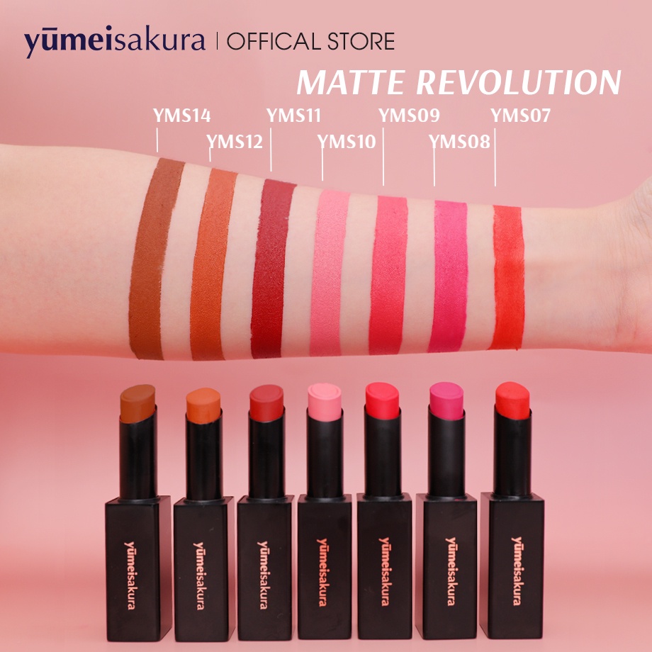 [Hàng mẫu] Son Lì Mịn Siêu Dưỡng Yumeisakura Matte Revolution màu Hồng Nguyên Bản YMS08 3.5gr