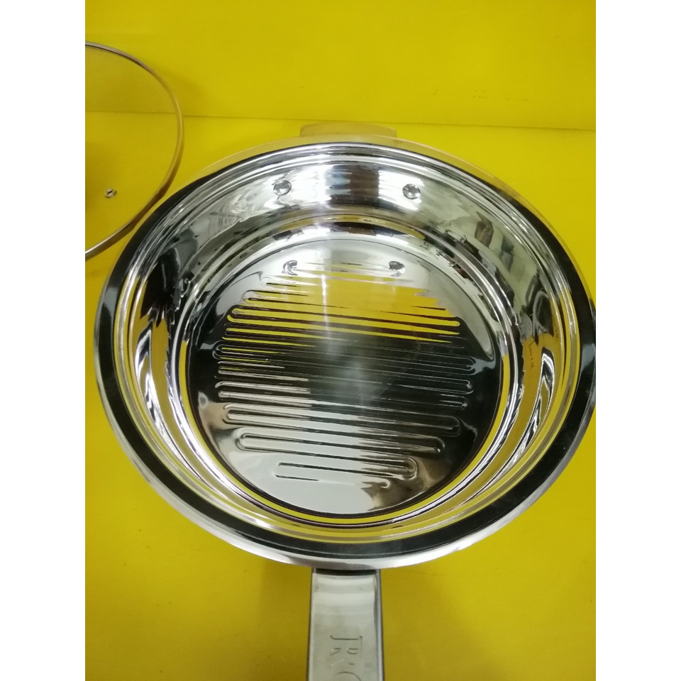 Chảo inox size 26cm, cao 7.5cm (224), dùng được bếp từ