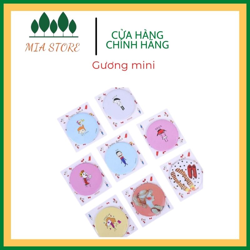 Gương Trang Điểm Mini Siêu Cute Nhỏ Gọn Cầm Tay Bỏ Túi Hàn Quốc Tiện Lợi Viền kim Loại Giá Siêu Hot Chỉ 3K