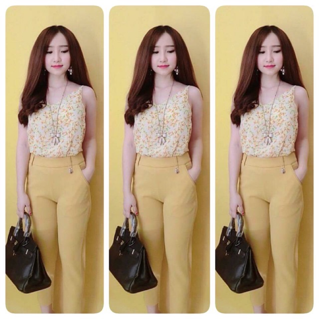 🎨🎨SET ÁO VOAN HOA 2 DÂY QUẦN BAGGY