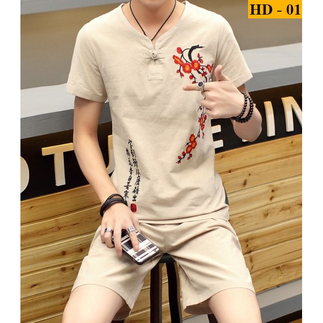 (Hàng Xuất chuẩn) Bộ Đũi Nam Thêu ( Mát - Nhẹ Như Không) | BigBuy360 - bigbuy360.vn