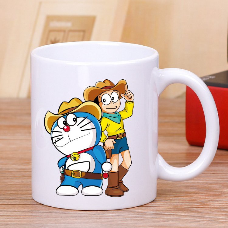 Cốc sứ uống trà cà phê in hình mèo máy đôremon