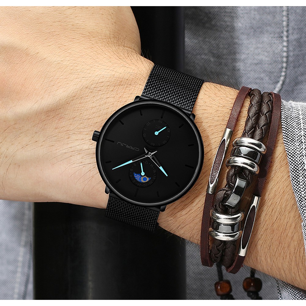 Đồng Hồ Đeo Tay CRRJU 2263 Chống Nước Dây Lưới Sang Trọng Cho Nam