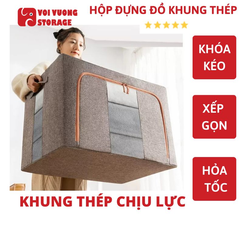 Hộp đựng đồ đa năng khung thép cứng cáp có khóa kéo 2 đầu tiện dụng