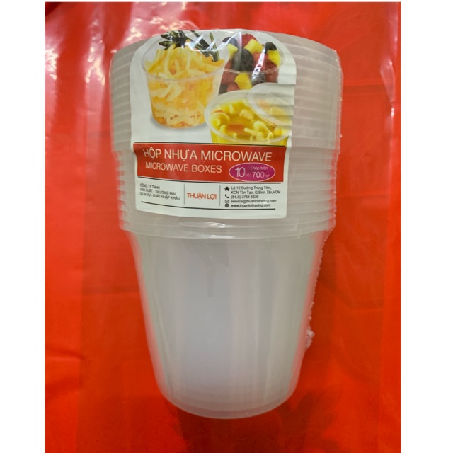 10 hộp nhựa tròn microwave 700ml