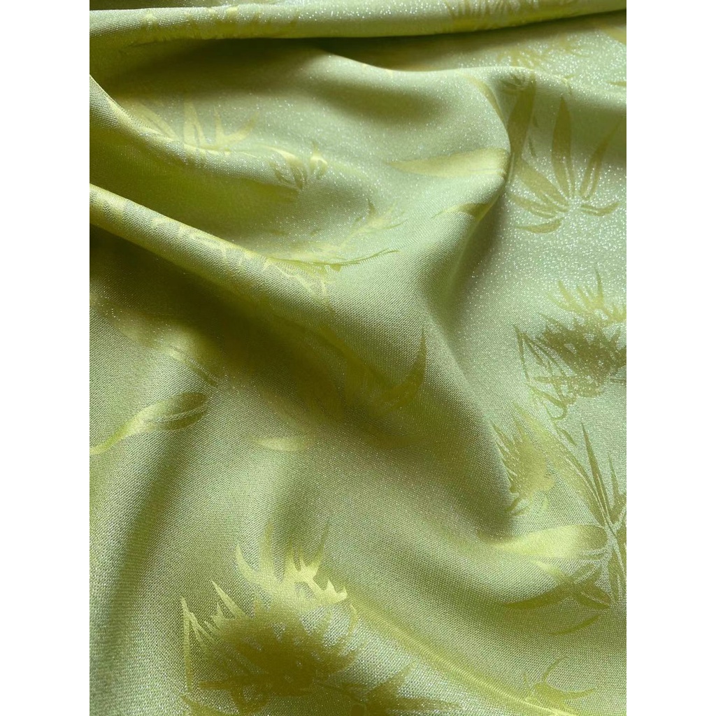 Woven Silver Silk Flower Silk Bamboo Leaf Silk Jacquard Fabric Silk Fabric Hanfu Cheongsam Hollow Silk Fabric Woven Gold