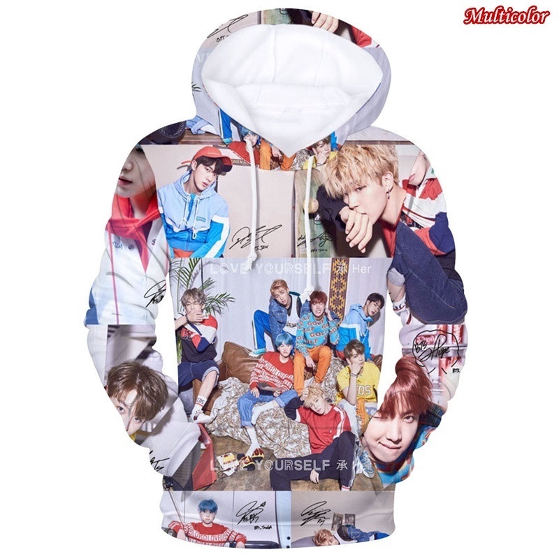 Áo Hoodie Unisex Tay Dài In Hình Bts 3d