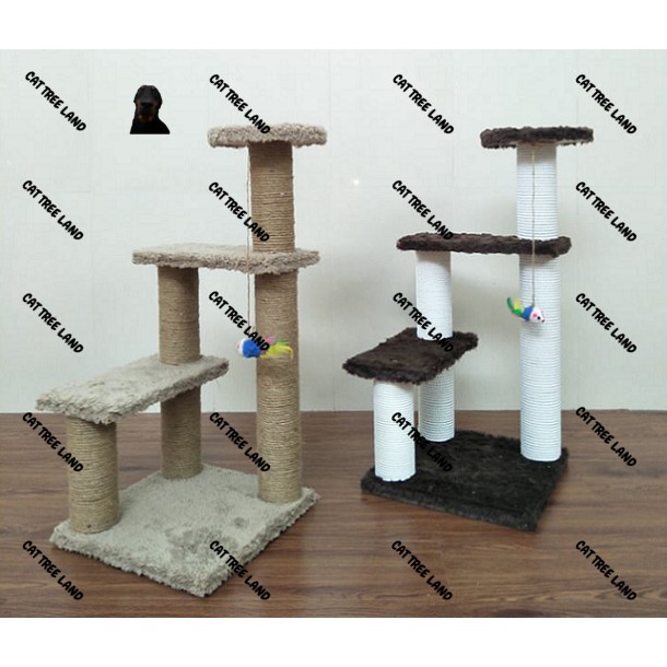 TRỤ CÀO MÓNG (CATTREE) BẰNG GỖ CHO MÈO 4 TẦNG - NHÀ CÂY CHO MÈO CÀO MÓNG, ĐỒ CHƠI MÈO MÀI MÓNG