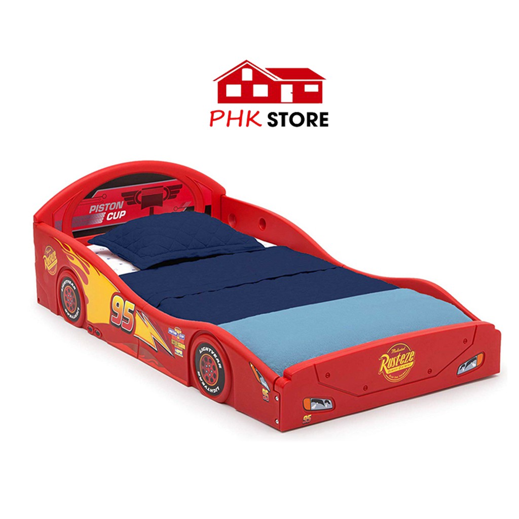 Giường ngủ cho bé kèm đệm, Giường ngủ đỏ hình ô tô cho bé