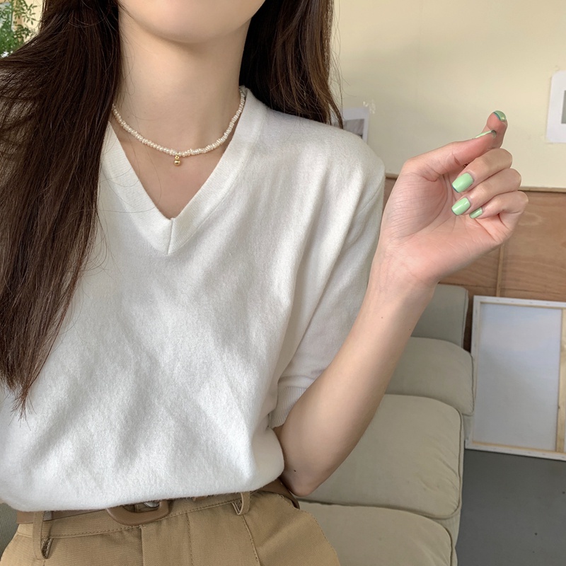 Áo Dệt Kim Tay Ngắn Nhiều Màu Thời Trang 50493 Cho Nữ