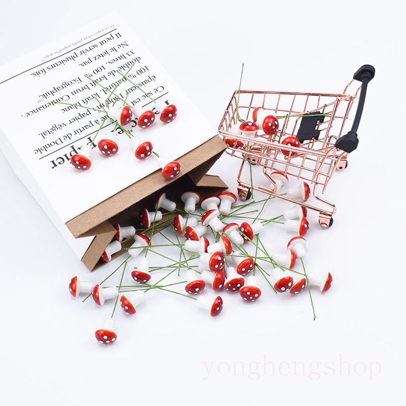 Set 5 mô hình nấm Mini nhiều màu trang trí bánh kem sinh nhật DIY