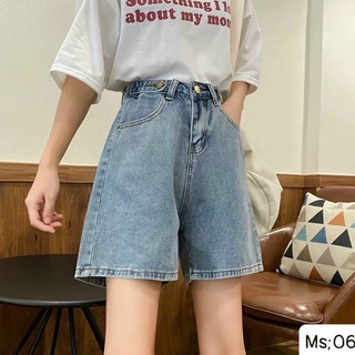 Quần short jean nữ lưng cao - ống rộng, quần lửng ngố đai chỉnh eo (KK5N)