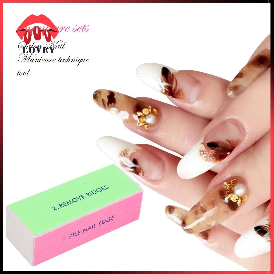 lovey★Women Acrylic Nail Art Tips Buffer Buffing Sanding Block 4 Way File Salon