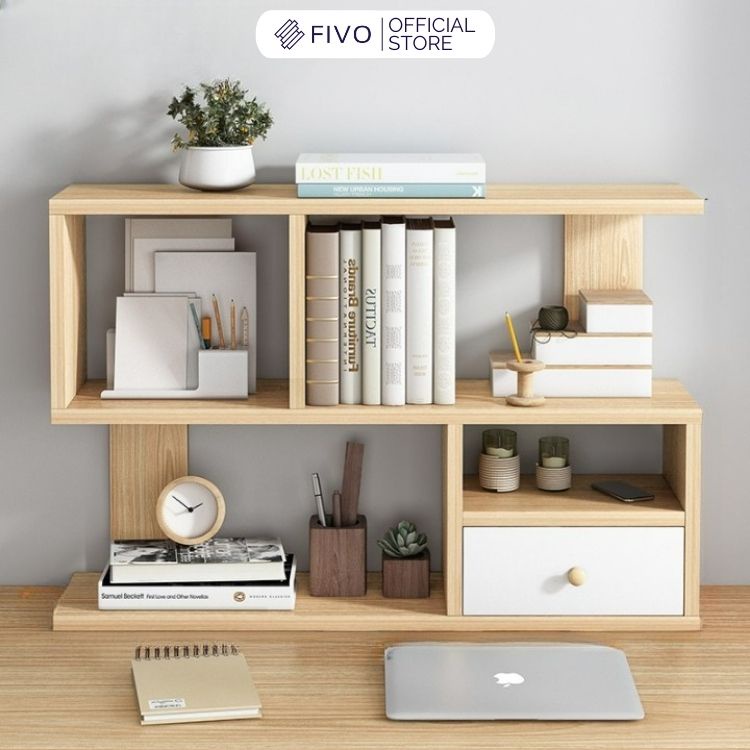 Kệ Sách Gỗ Để Bàn Hoặc Treo Tường Hiện Đại FIVO Mẫu FB20 Dày Dặn, Chắc Chắn, Dùng Làm Kệ Trang Trí Rất Đẹp