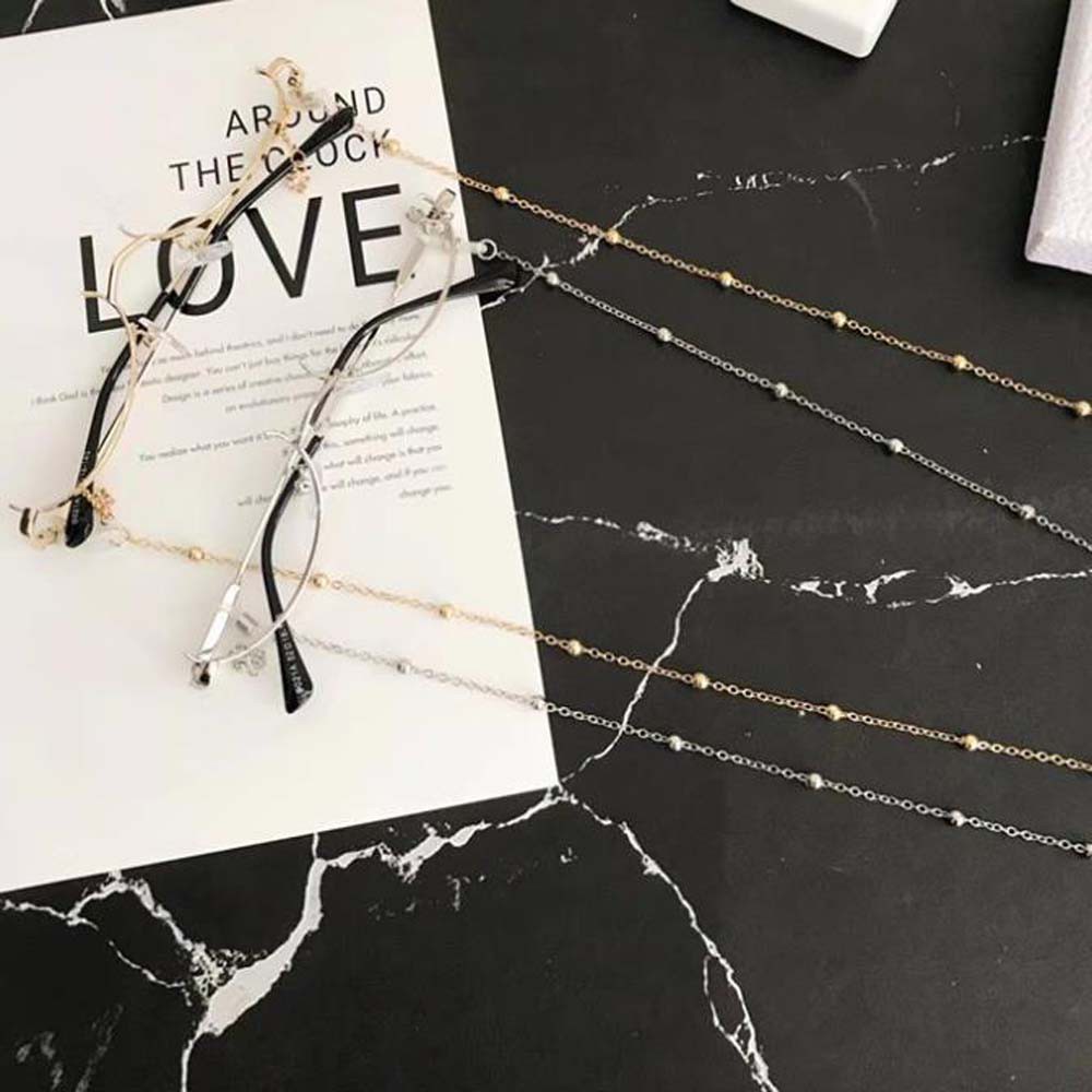 Gọng mắt kính nửa không tròng bằng kim loại phối dây xích nhiều màu cho nam nữ