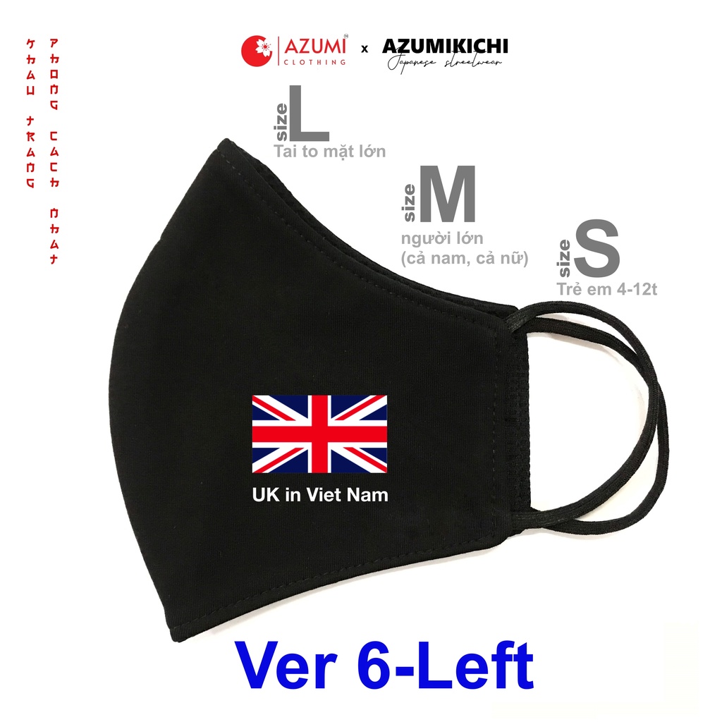 Khẩu trang vải size M màu đen BÁN SỈ Combo 100 cái Khẩu trang thời trang Unisex Nam Nữ chính hãng Azumikichi