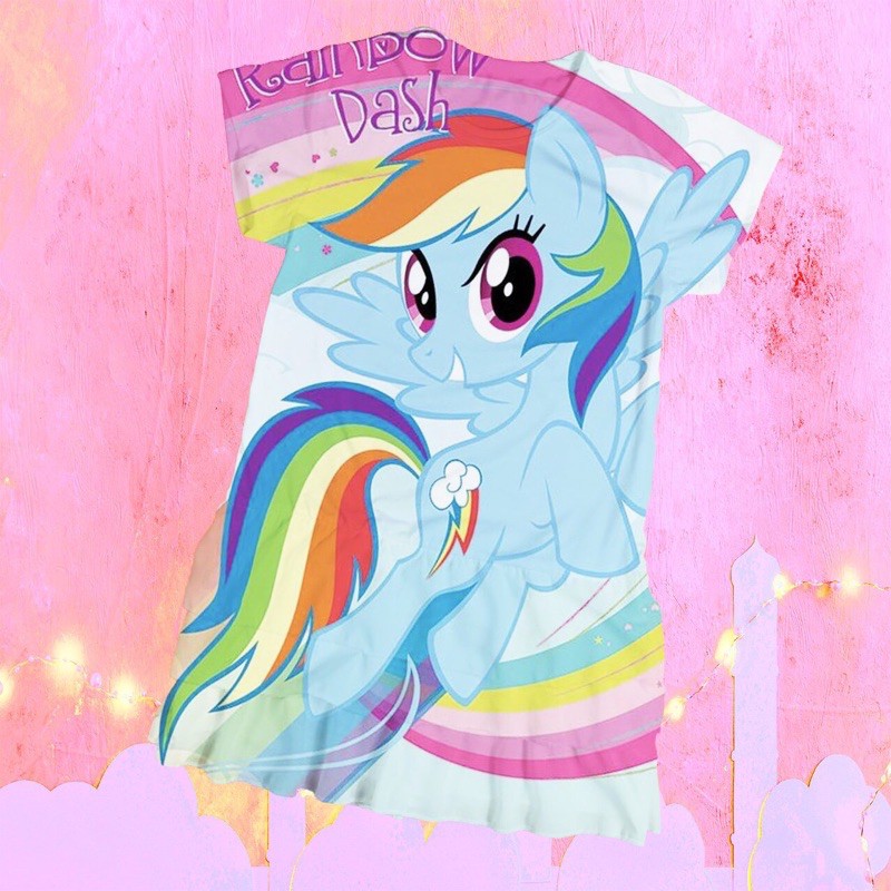 đầm 3 tầng bé gái in 3D thun lạnh thái ngựa Pony 12-45kg