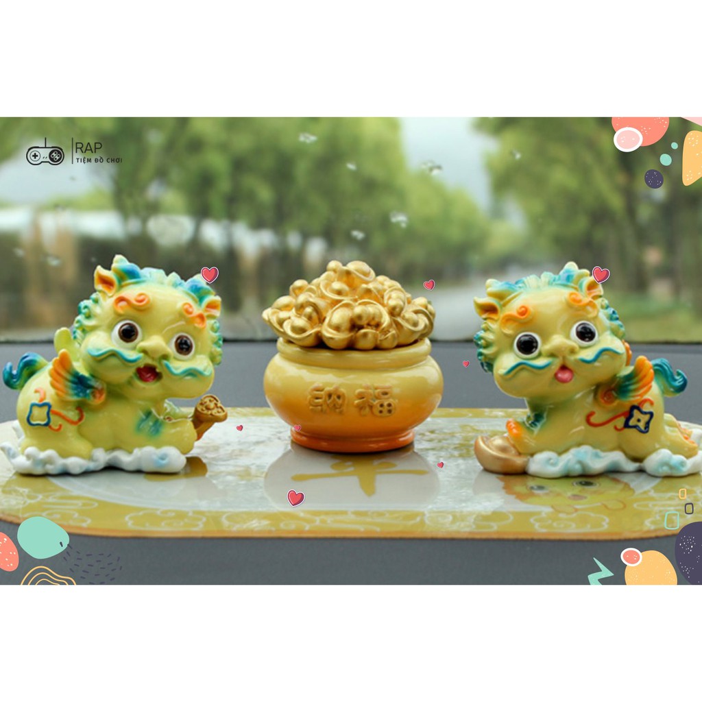Mô hình kì lân tài lộc, may mắn trang trí nhà cửa góc làm việc taplo ô tô, xe hơi - Ráp