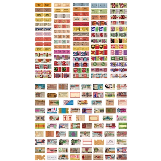 set 400 mẫu ticket tem vé vintage cổ điển trang trí sổ bullet journal winzige