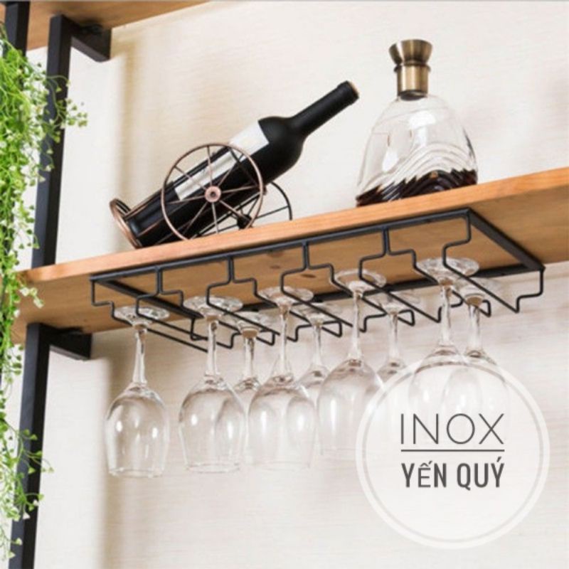 Giá Treo Ly Rượu Vang Gắn Tủ Bếp Tiện Lợi màu đen và màu vàng