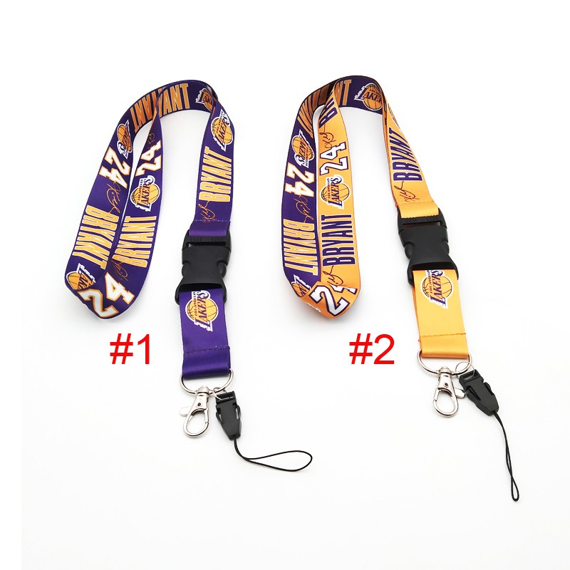 Dây đeo cổ họa tiết bóng rổ NBA Kobe Lanyard Los Angeles Lakers để gắn điện thoại di động / chìa khóa chống thất lạc