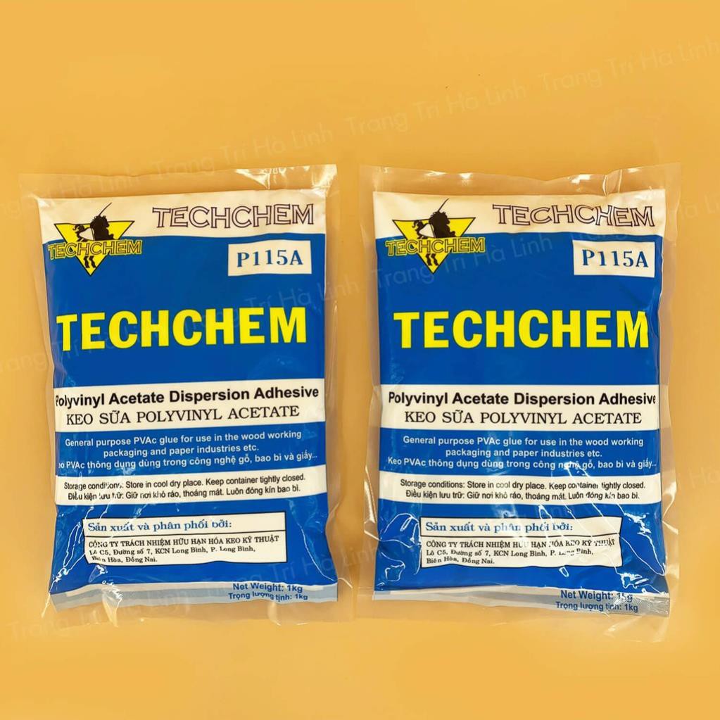 [BÁN CHẠY] Keo Sữa Dán Thảm Simili - Giấy Dán Tường TECHCHEM P115A Túi 1kg Loại Tốt Nhanh Khô