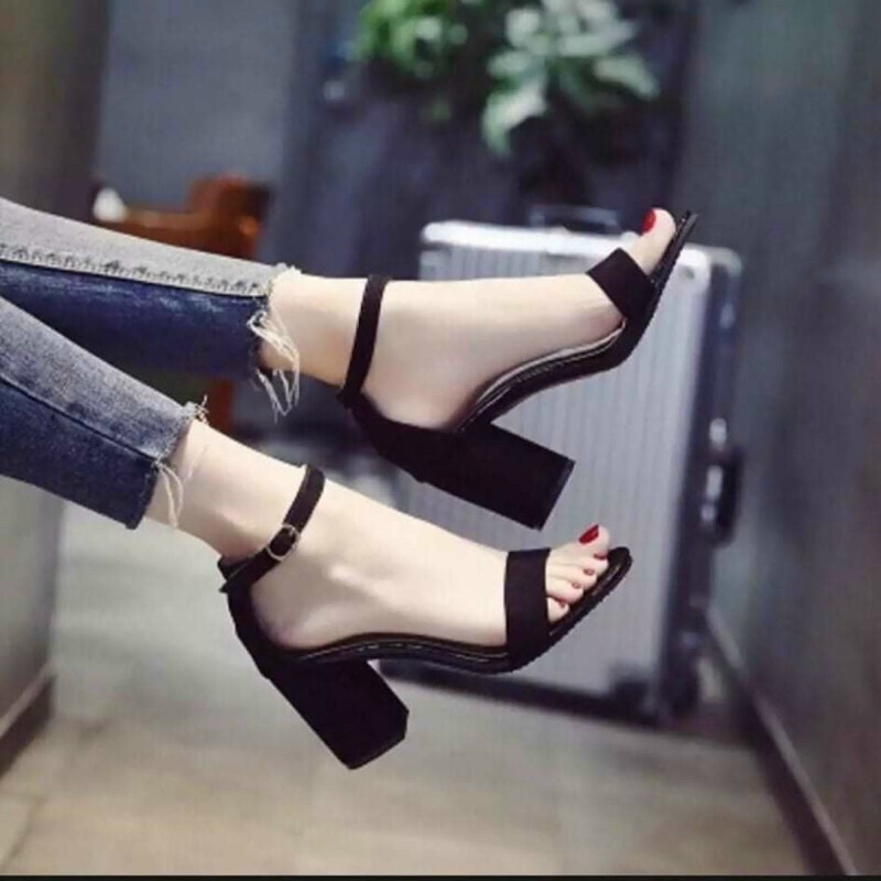 Giày sandal cao gót quai ngang đơn giản 5p GN