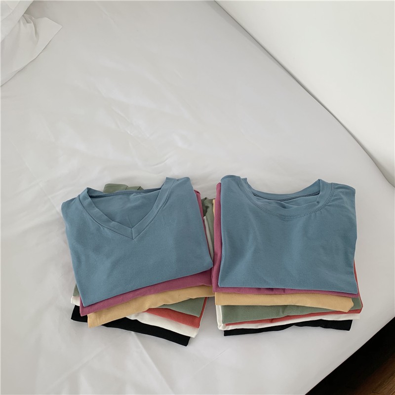 Áo Thun Tay Ngắn Màu Trơn Thời Trang Dành Cho Nữ | BigBuy360 - bigbuy360.vn