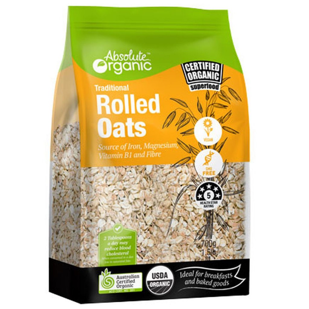 Yến mạch tươi hữu cơ Absolute Organic Rolled Oat (700g) - Nhập khẩu Australia