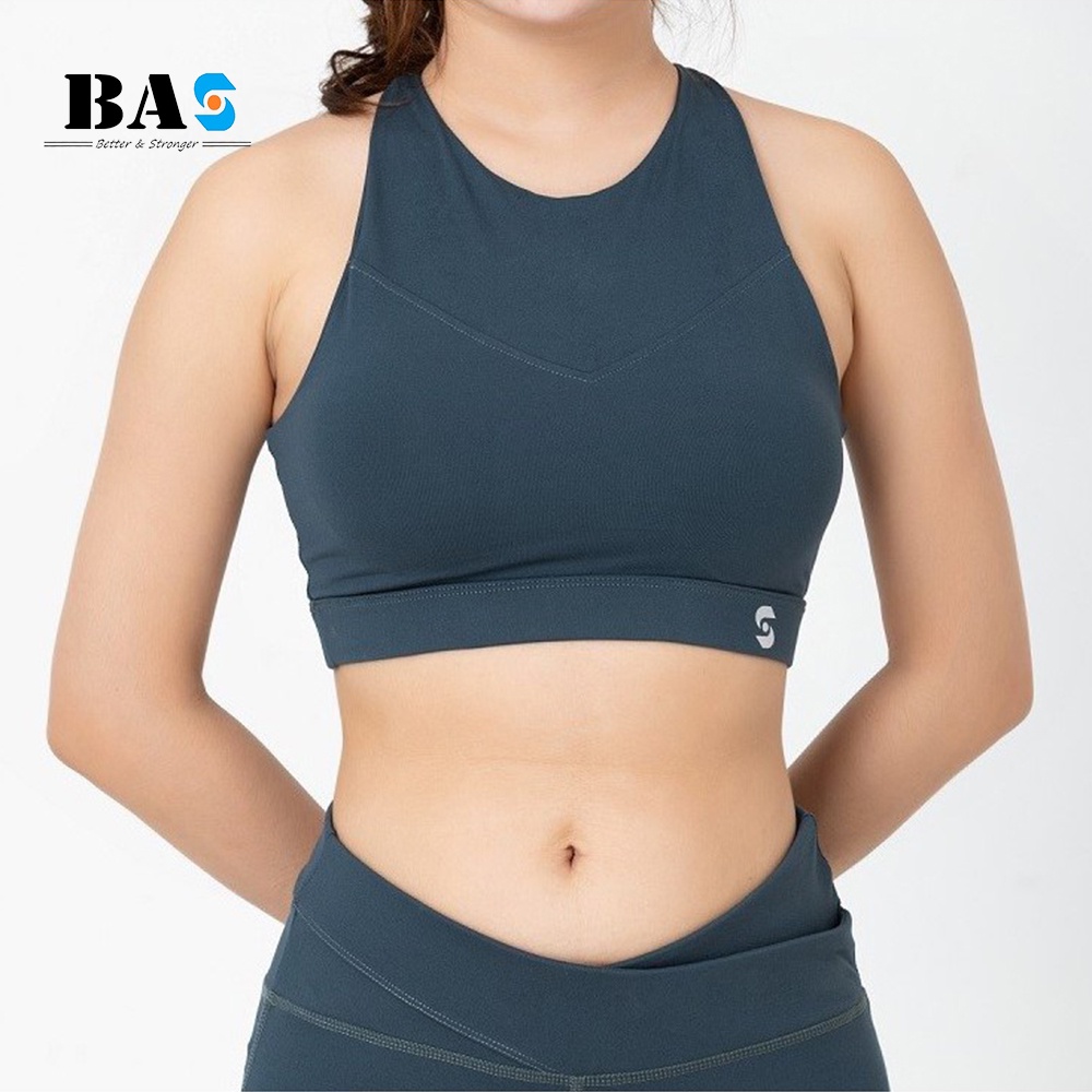 Áo bra tập yoga gym aerobic cổ yếm BAS dáng croptop thể thao sát nách - AB40042