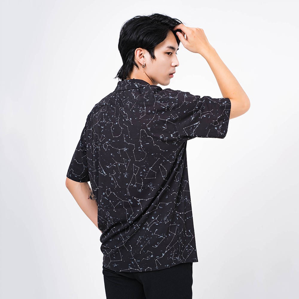 Xả Áo sơ mi nam họa tiết CHÒM SAO, chất liệu vải lanh lụa thoáng mát, không nhăn, phom Regular -  ADORIS SM066