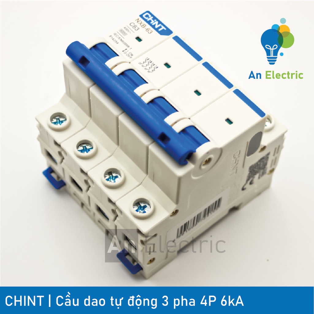Cầu dao tự động 3 pha 4P 32A 40A 50A 63A 6kA MCB CHINT NXB-63